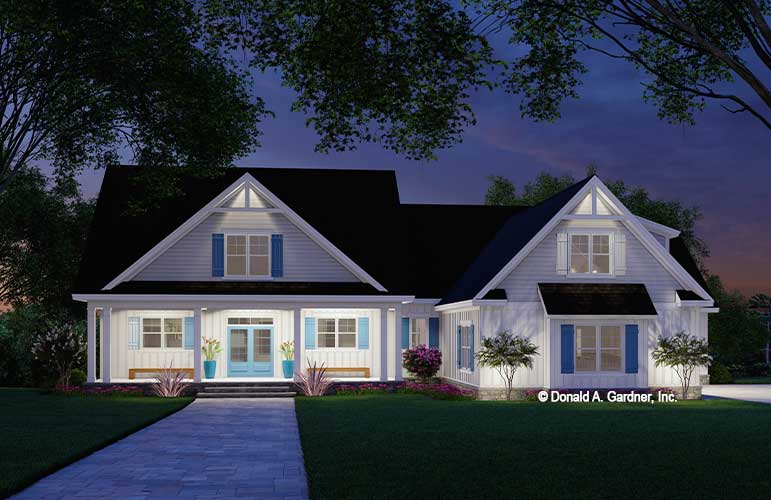 Front rendering of The Colville house plan 1609-D. 
