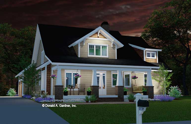 Front rendering of The Owen house plan 1391. 