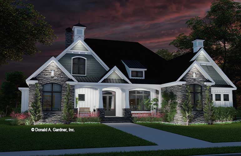 Front rendering of The Ingrid house plan 1623.