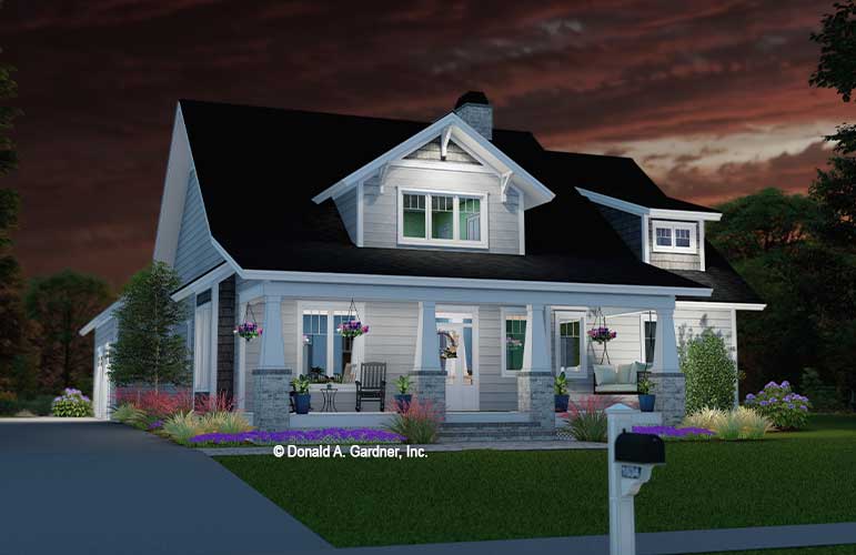Front rendering of The Pinewood Cottage house plan 1634.
