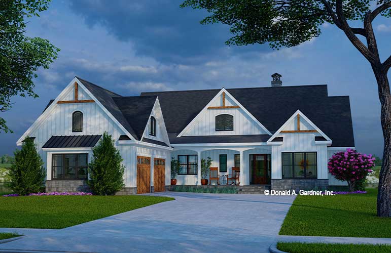 Front rendering of The Alastor house plan 1606. 