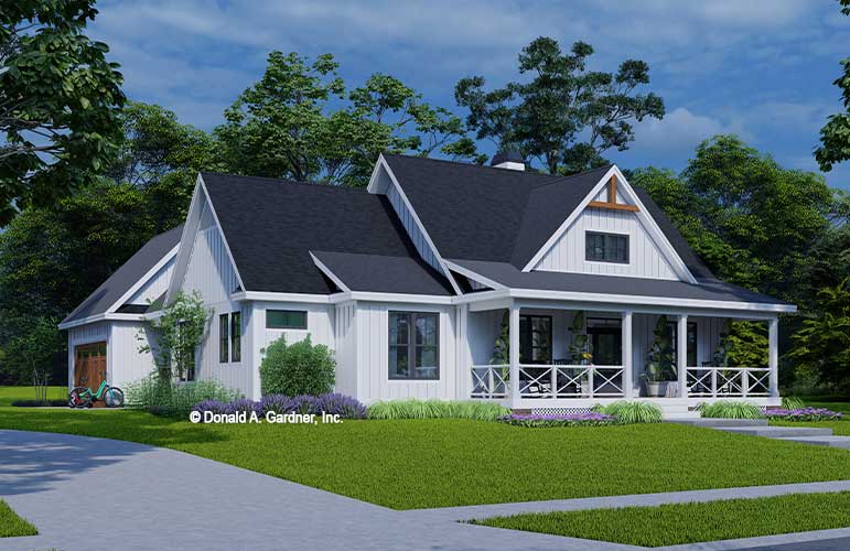 Front rendering of The Jamie house plan 1657. 