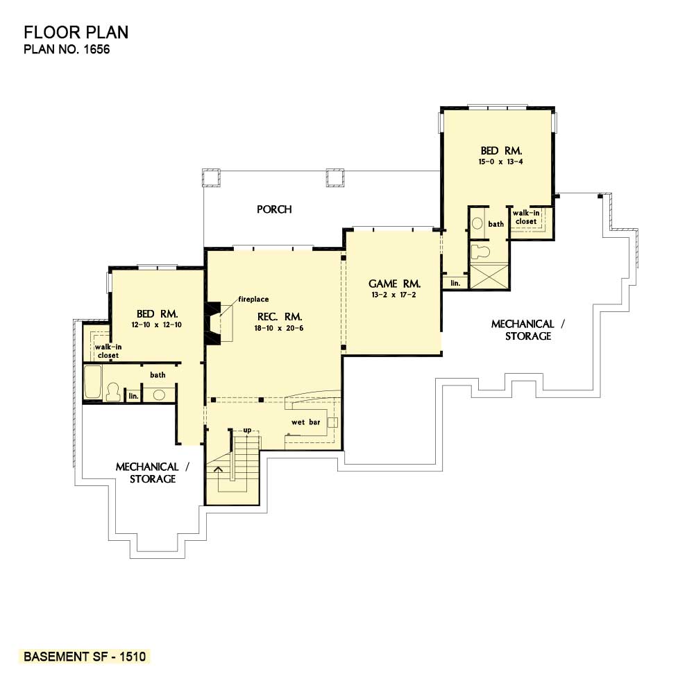 Basement of The Jensen house plan 1656-D. 