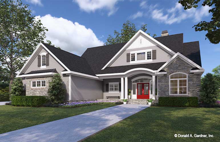 Front rendering of The Raleigh house plan 1303.