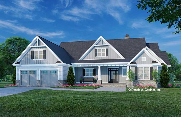 Front rendering of The Germaine house plan 1607. 