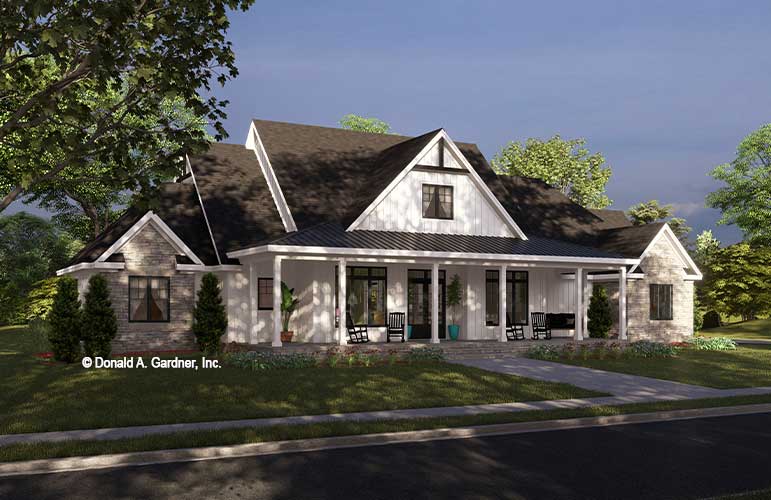 Front rendering of The Caldwell house plan 1661.
