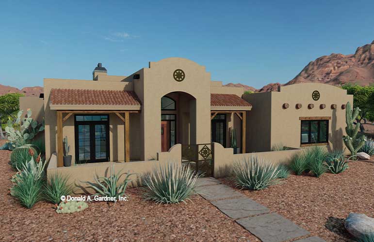 Western design trends in The Las Cruces house plan 996-B. 