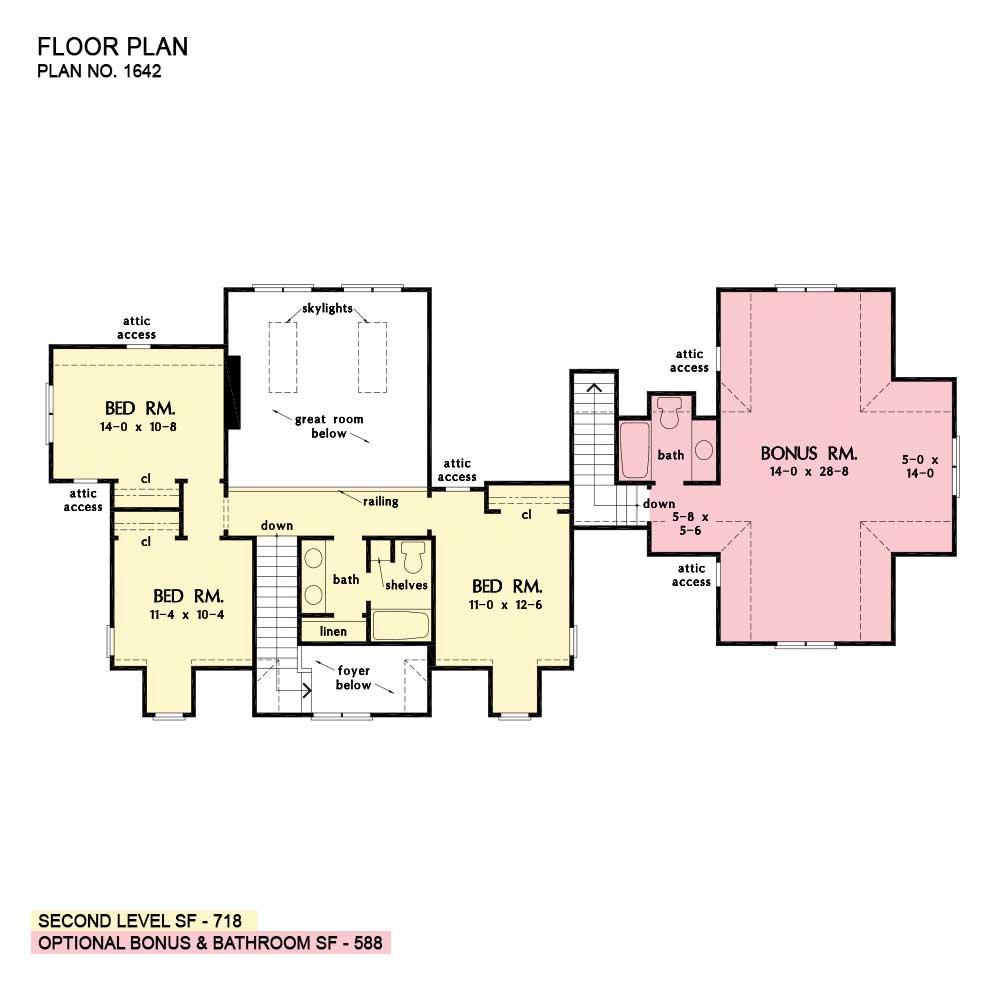 Second floor plan of The Larissa house plan 1642.