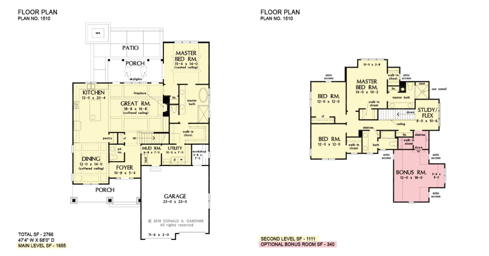Two master suites in The Paxton house plan 1510. 