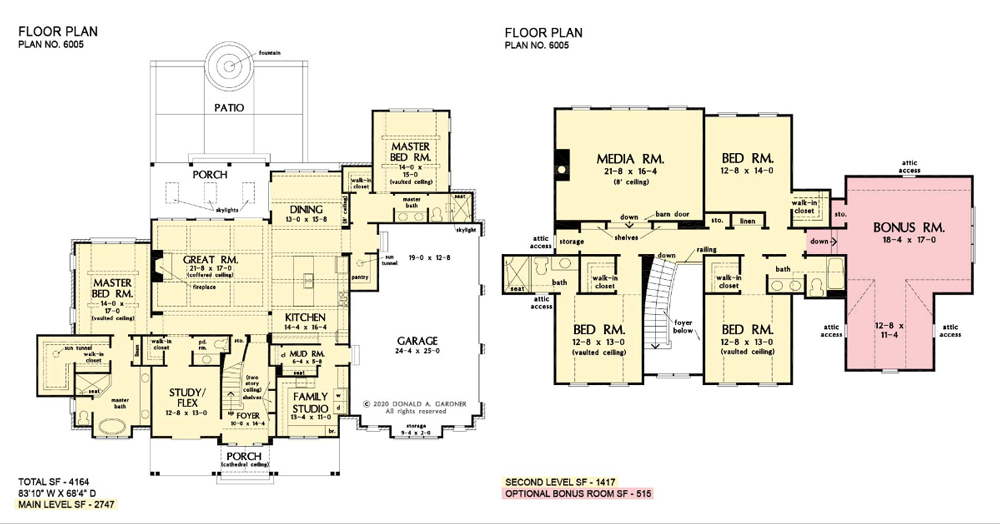 Two master suites in The Lorenzo house plan 6005.