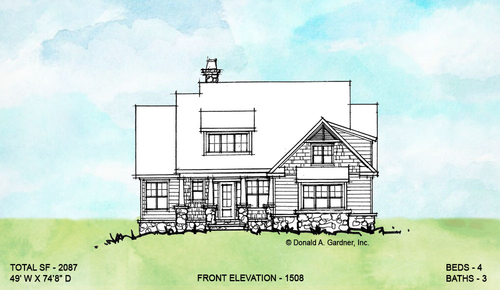 Front elevation of conceptual house plan 1508