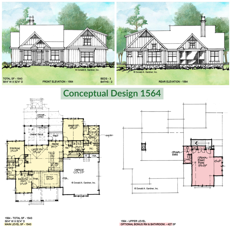 Overview of conceptual house plan 1564. 
