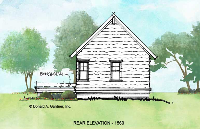 Rear elevation of conceptual house plan 1560
