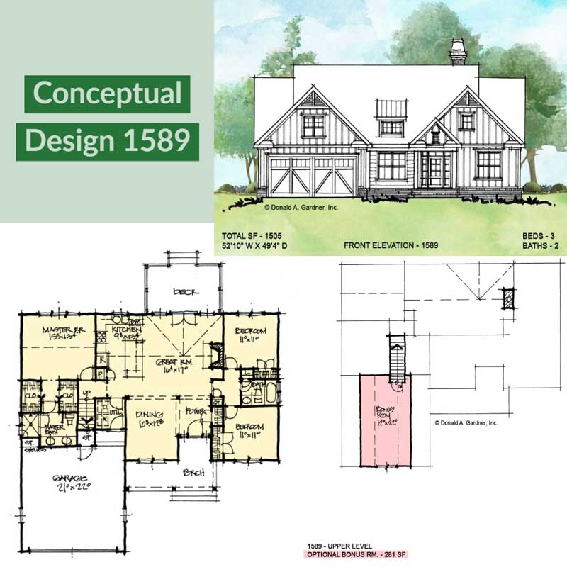 Overview of conceptual house plan 1589. 