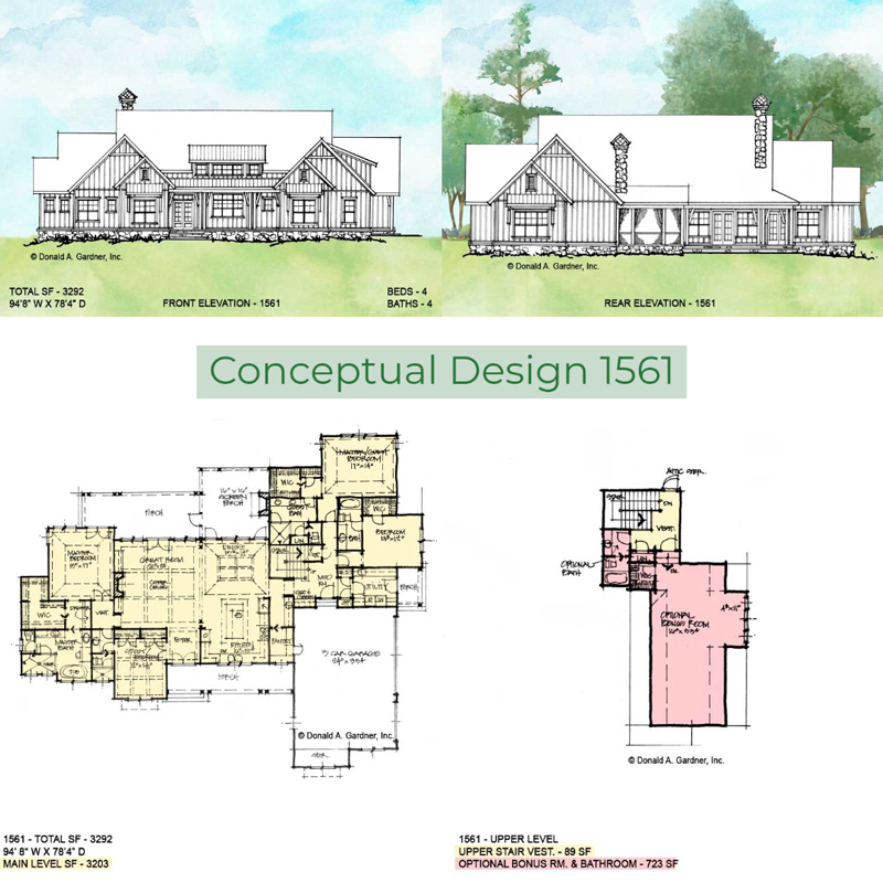 Overview of conceptual house plan 1561. 
