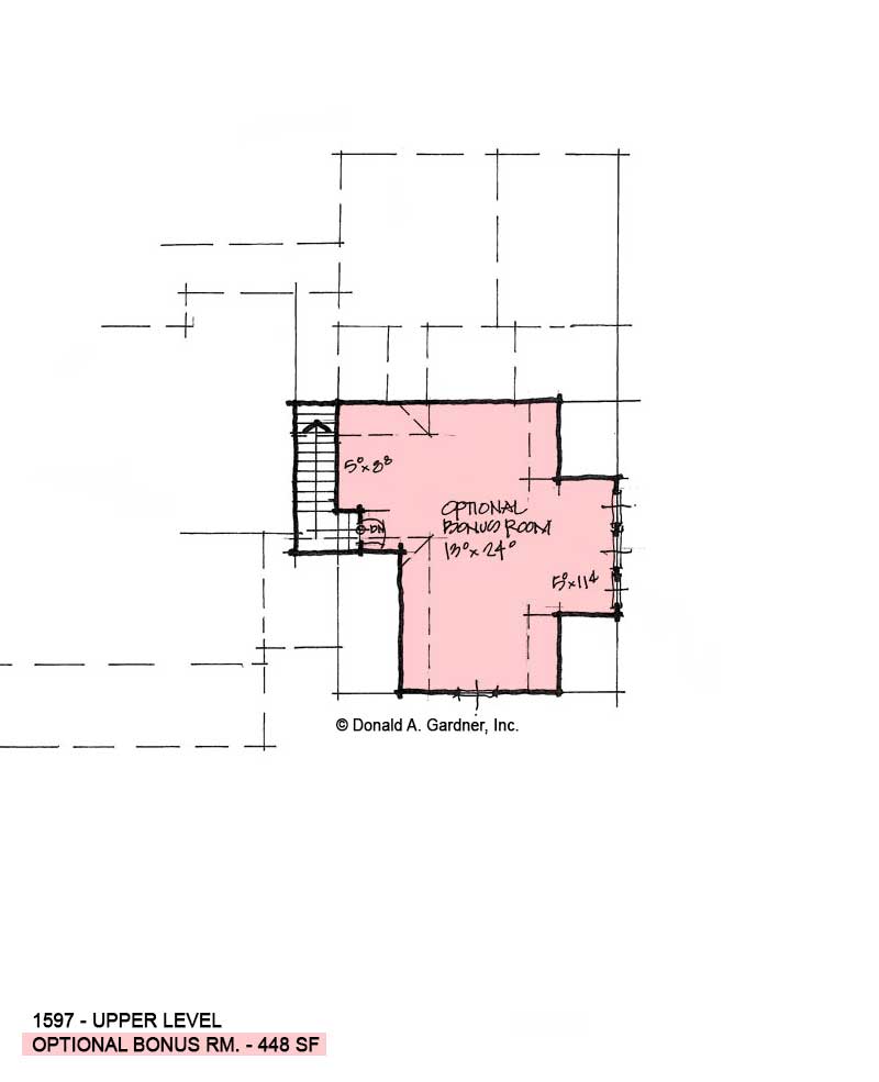 Bonus room of conceptual house plan 1597.