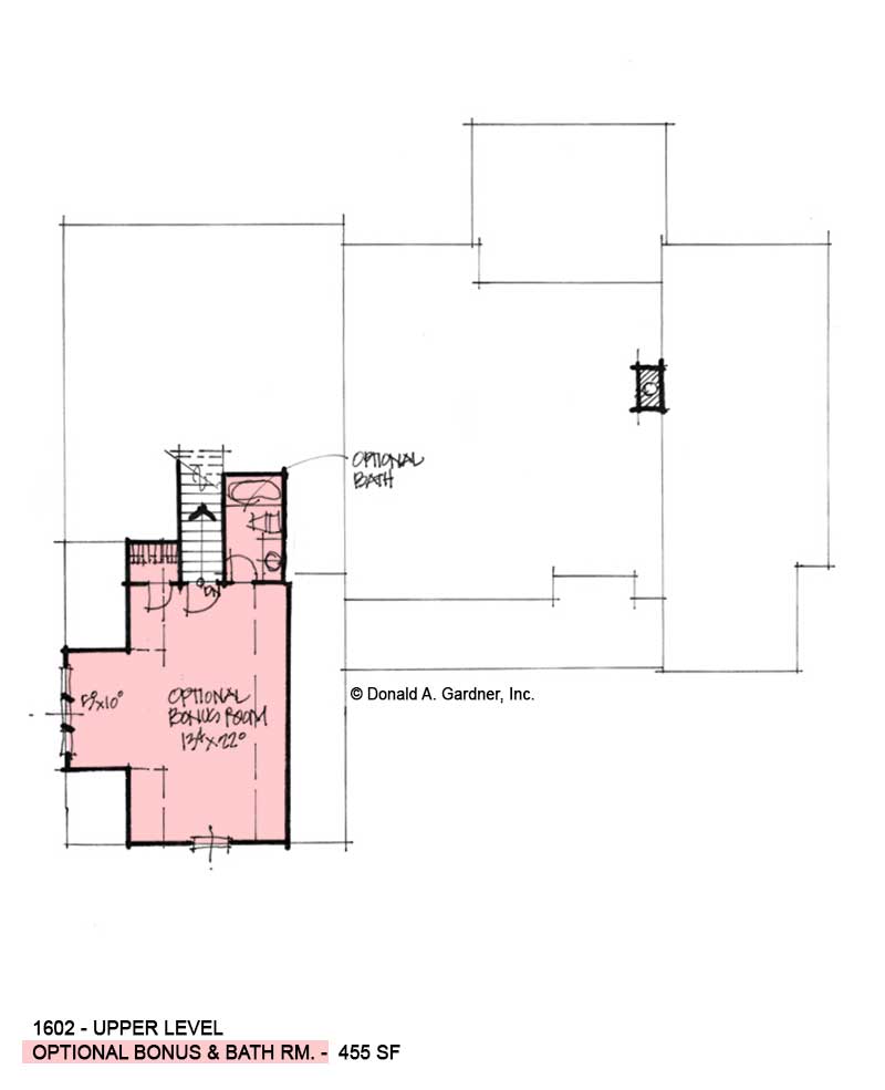 Bonus room of Conceptual house plan 1602.
