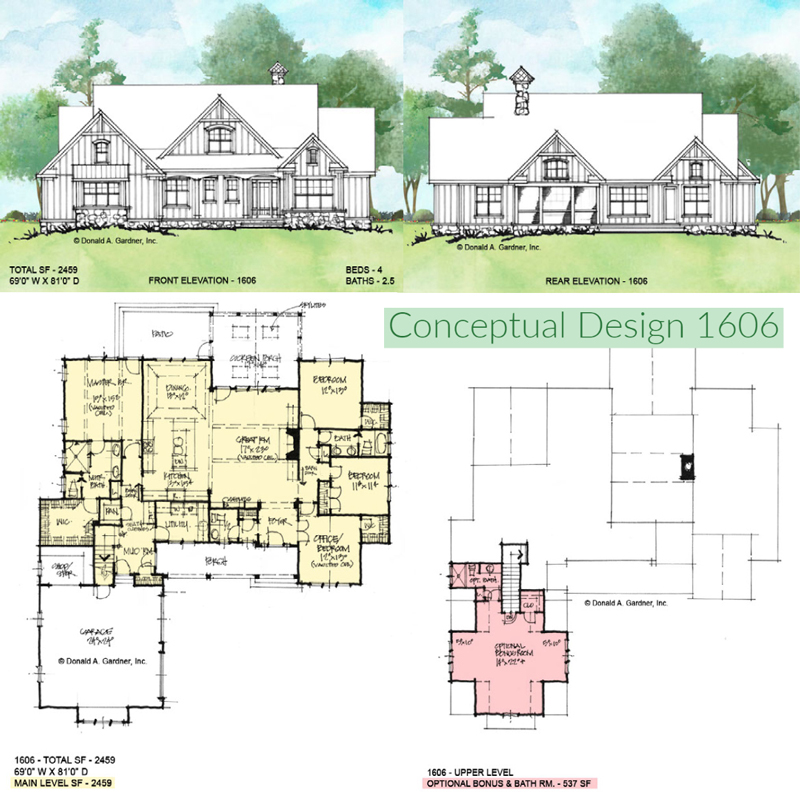 Overview of Conceptual house plan 1606.
