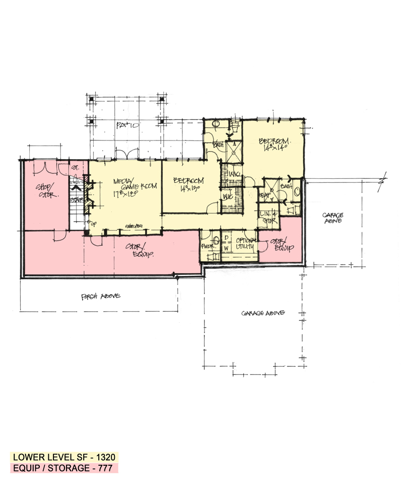 Basement floor of Conceptual house plan 1609.