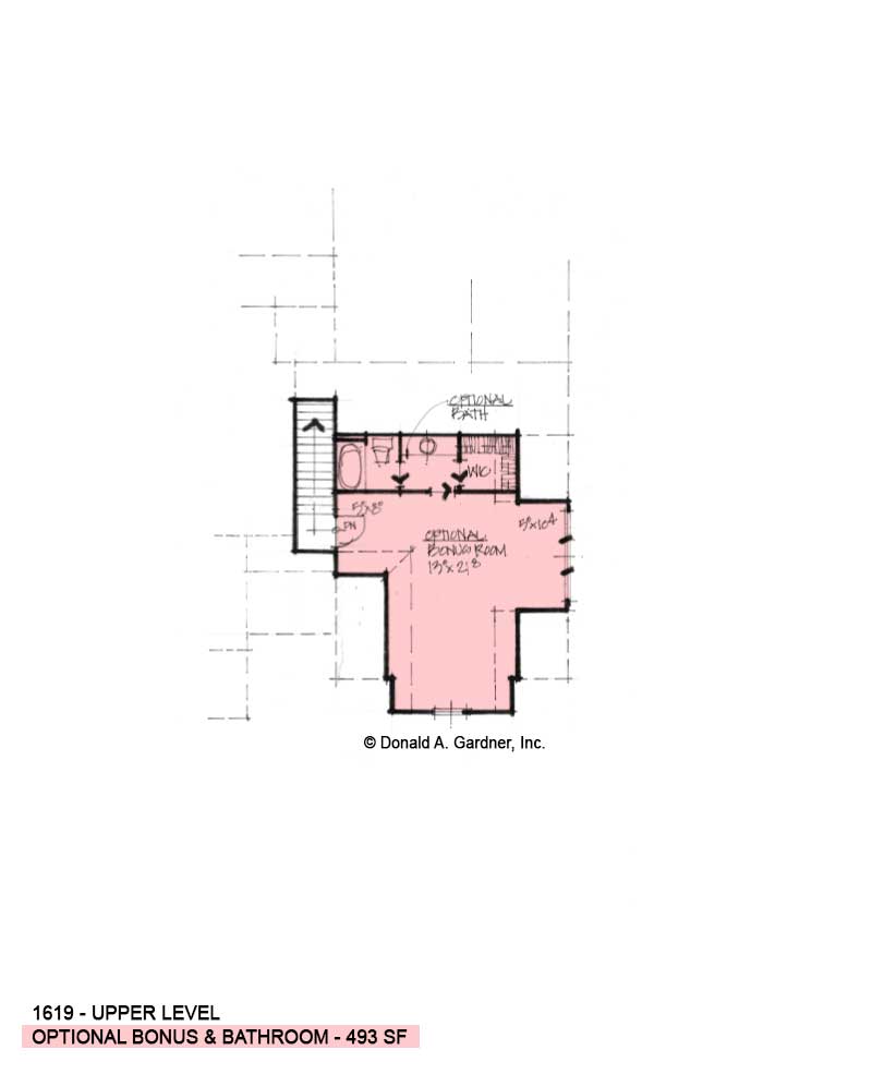 Bonus room of Conceptual house plan 1619.