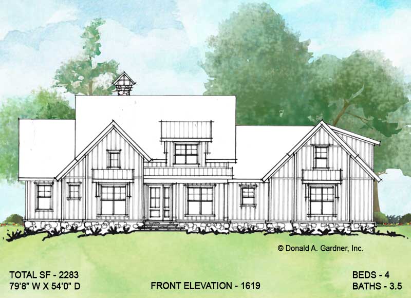 Front elevation of Conceptual house plan 1619.