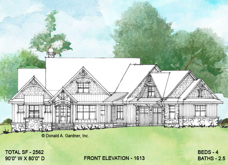Front elevation of Conceptual house plan 1613.