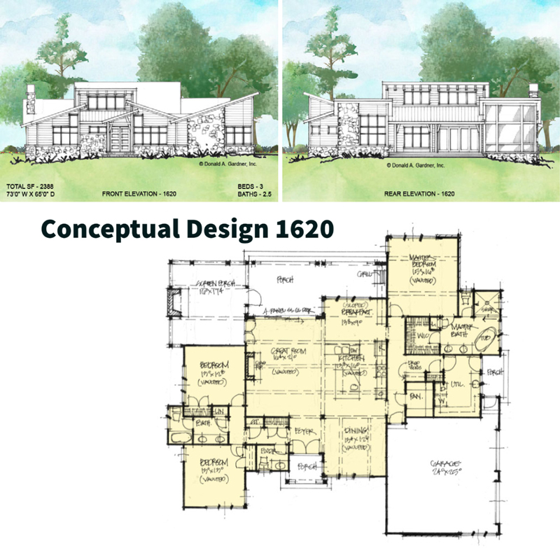 Overview of Conceptual House Plan 1620.
