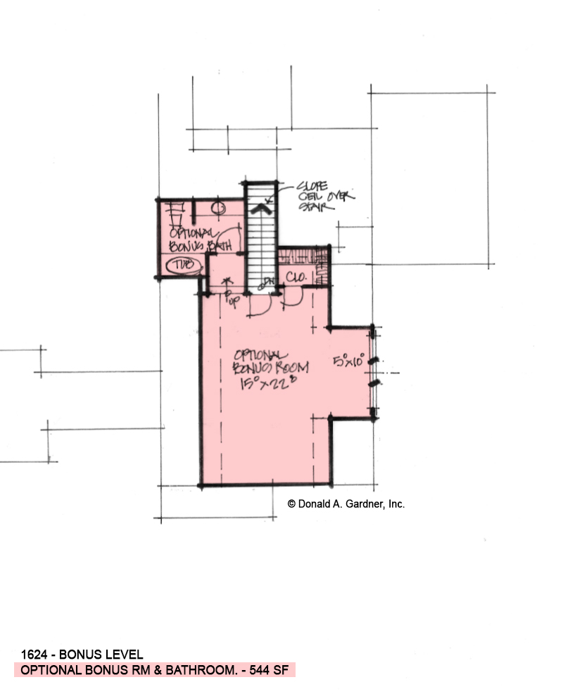 Bonus room of Conceptual House Plan 1624. 