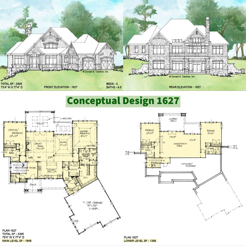 Overview of Conceptual House Plan 1627.