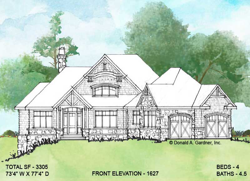 Front elevation of Conceptual House Plan 1627.
