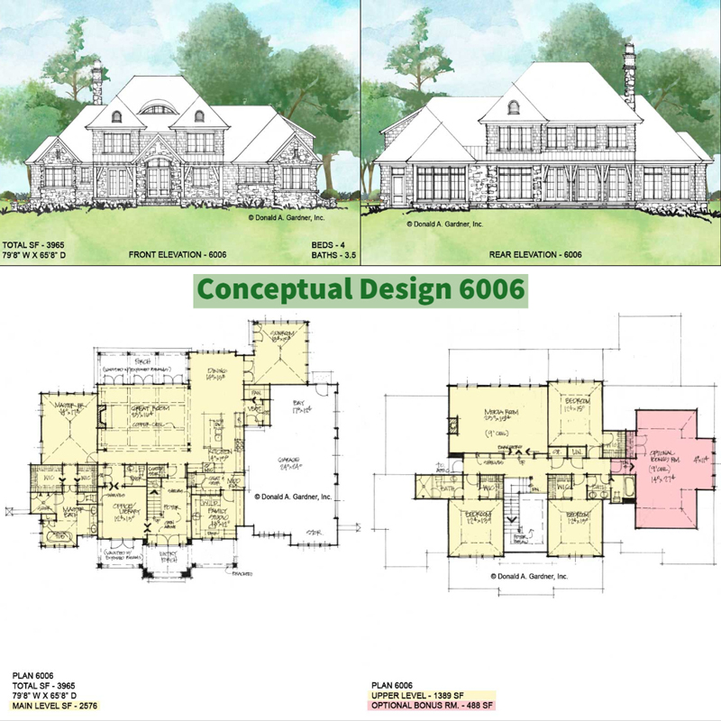 Overview of Conceptual House Plan 6006.