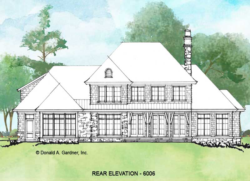 Rear elevation of Conceptual House Plan 6006.
