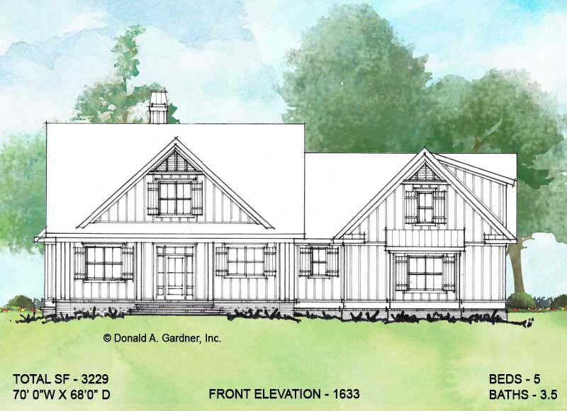 Front elevation of Conceptual House Plan 1633.