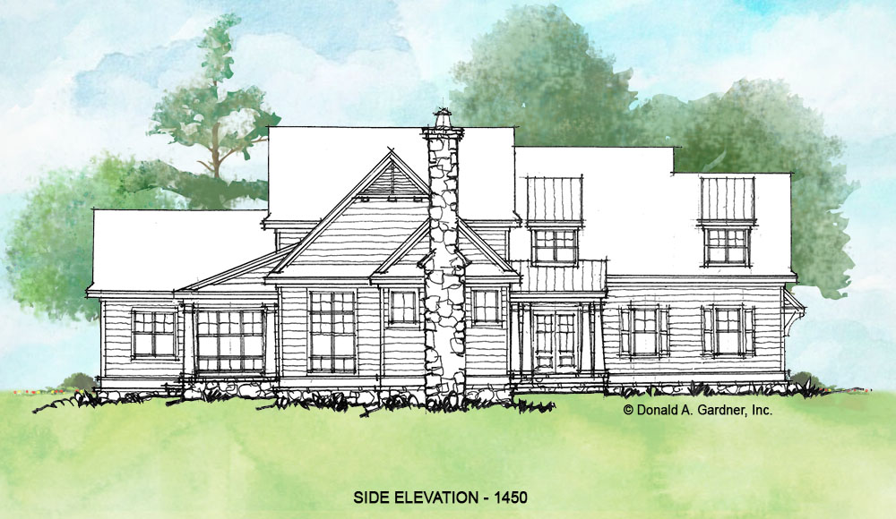 Left elevation of conceptual home plan 1450. 