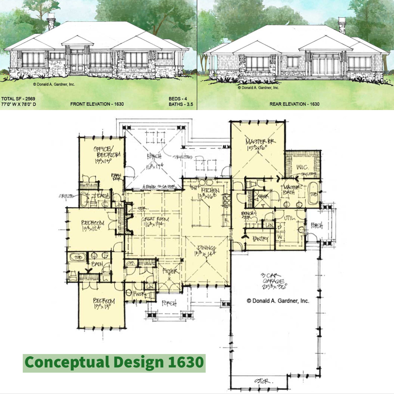 Overview of Conceptual House Plan 1630