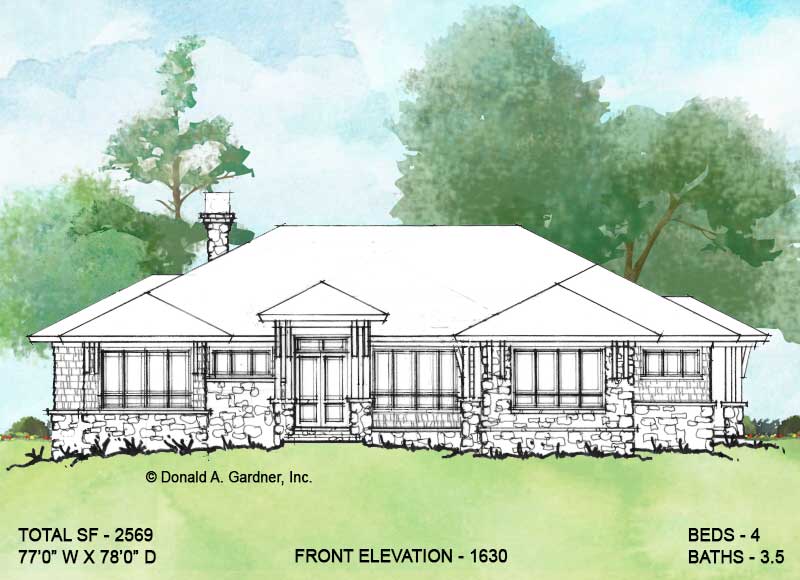 Front elevation of Conceptual House Plan 1630