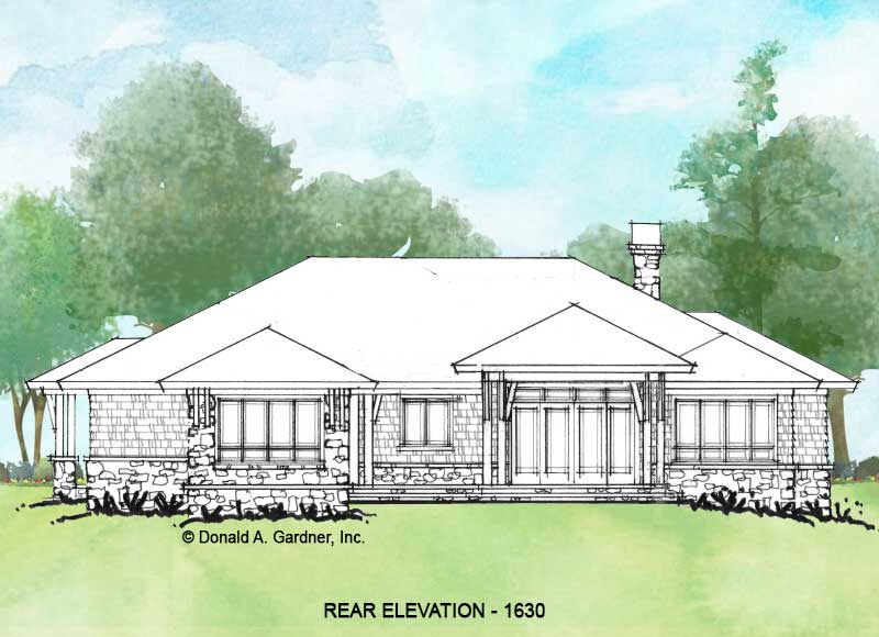 Rear elevation of Conceptual House Plan 1630