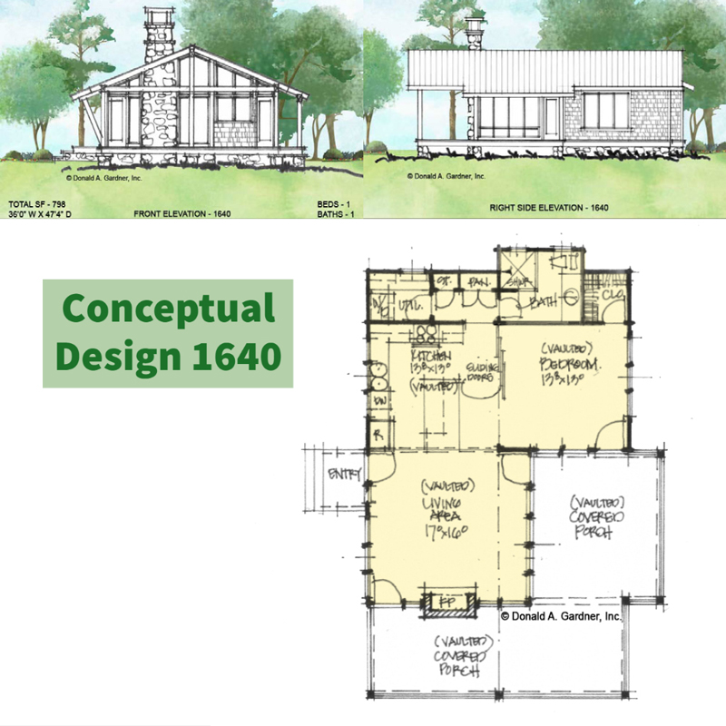 Overview of conceptual house plan 1640.