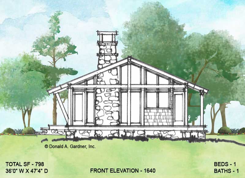 Front elevation of conceptual house plan 1640.