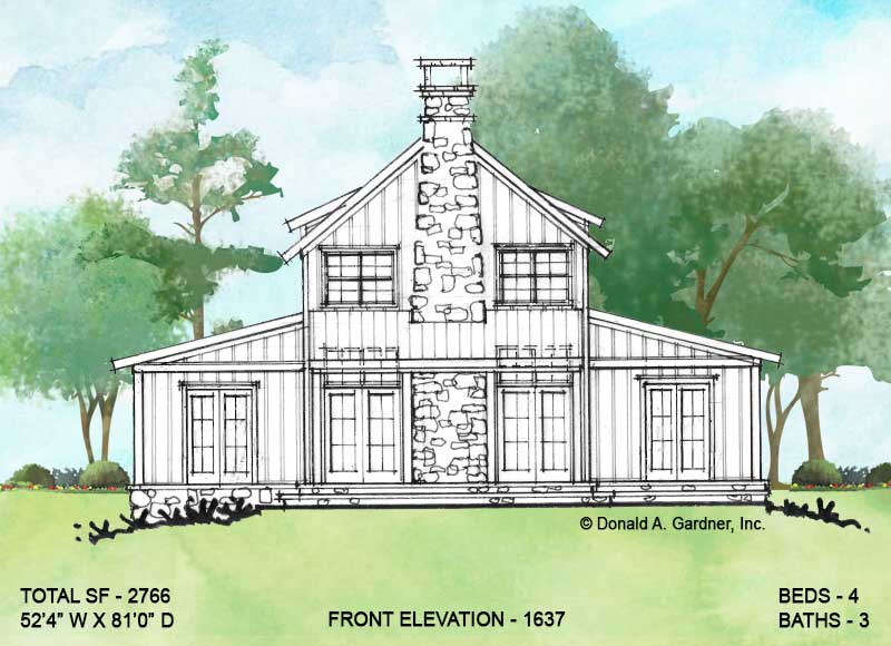 Front elevation of Conceptual house plan 1637.