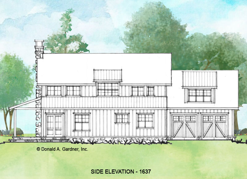 Side elevation of Conceptual house plan 1637.