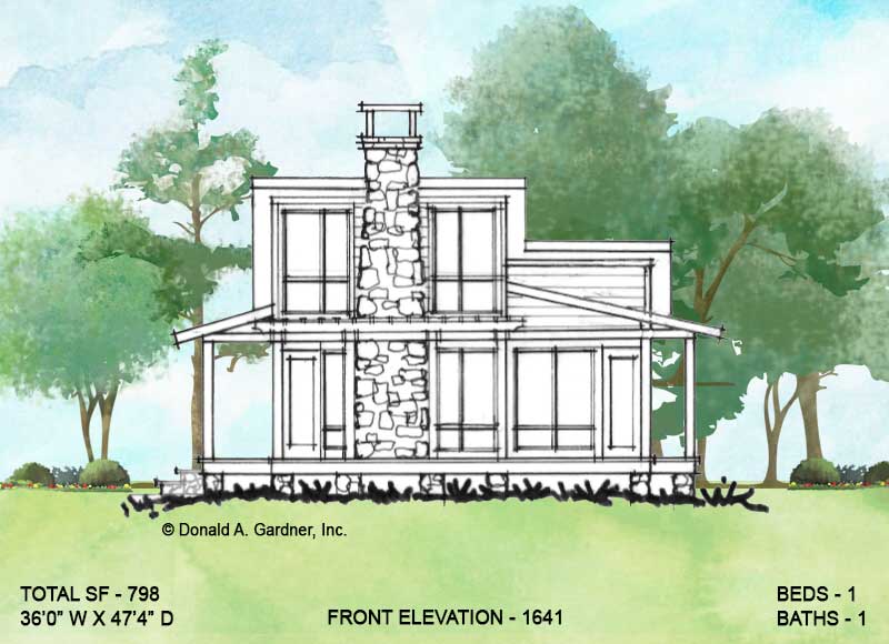 Front elevation (Option A) of Conceptual House Plan 1641.