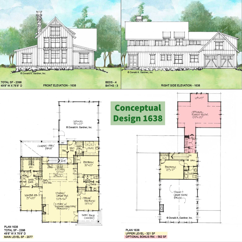Overview of Conceptual house plan 1638.