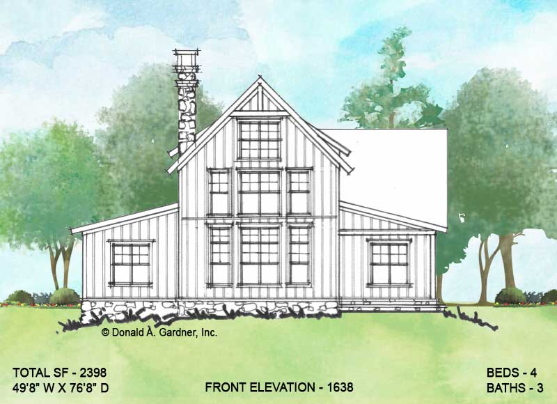 Front elevation of Conceptual house plan 1638.
