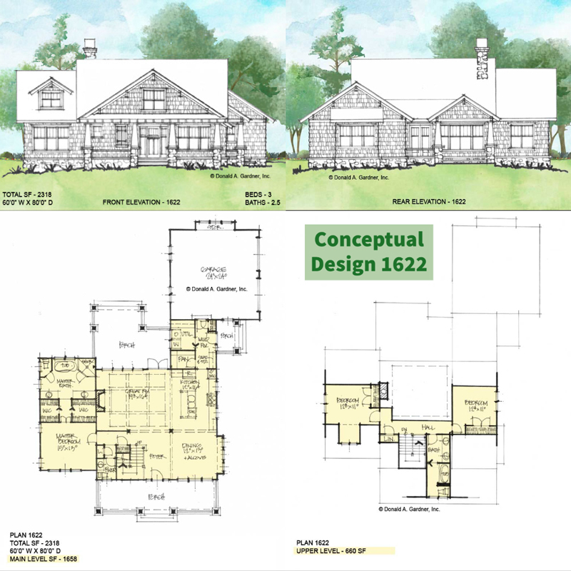 Overview of Conceptual house plan 1622.