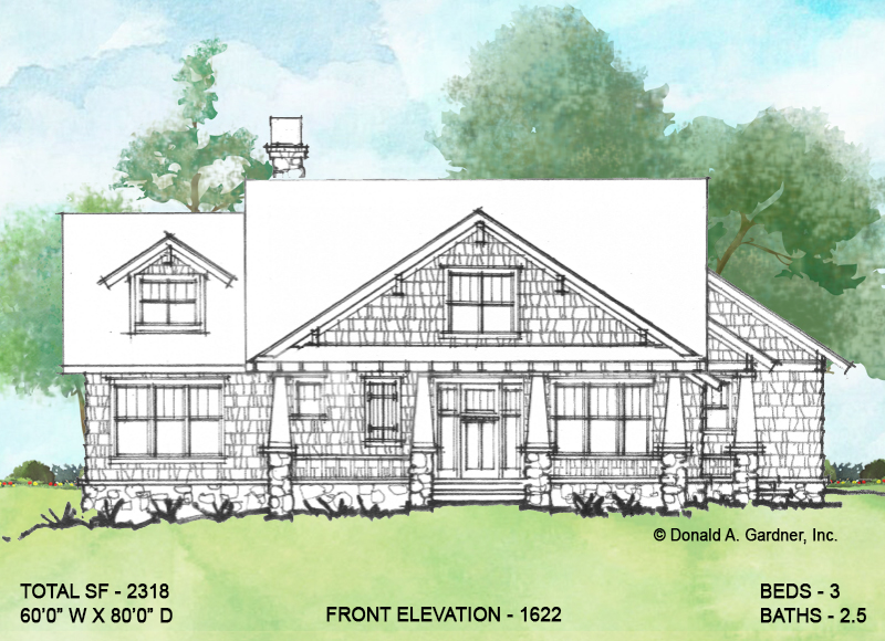 Front elevation of Conceptual house plan 1622.