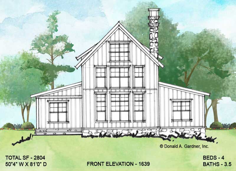 Front elevation of Conceptual house plan 1639.