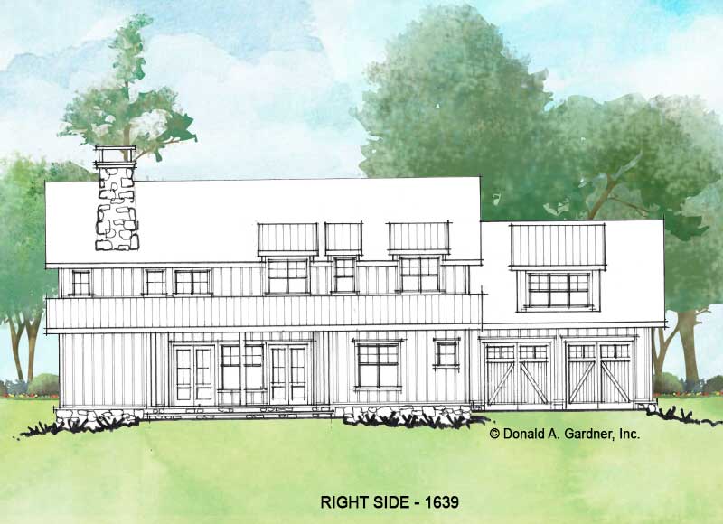 Right side elevation of Conceptual house plan 1639.