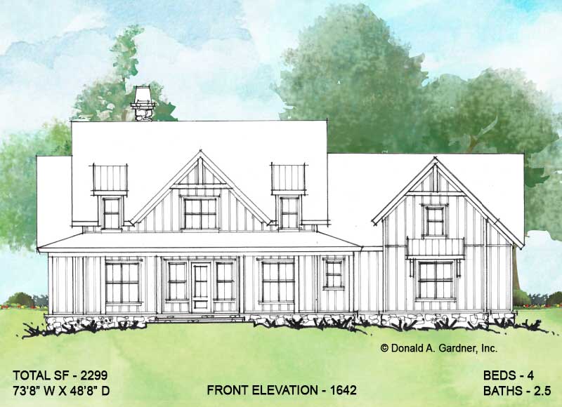 Front elevation of Conceptual House Plan 1642.