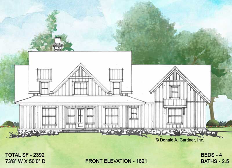 Front elevation of Conceptual House Plan 1621.